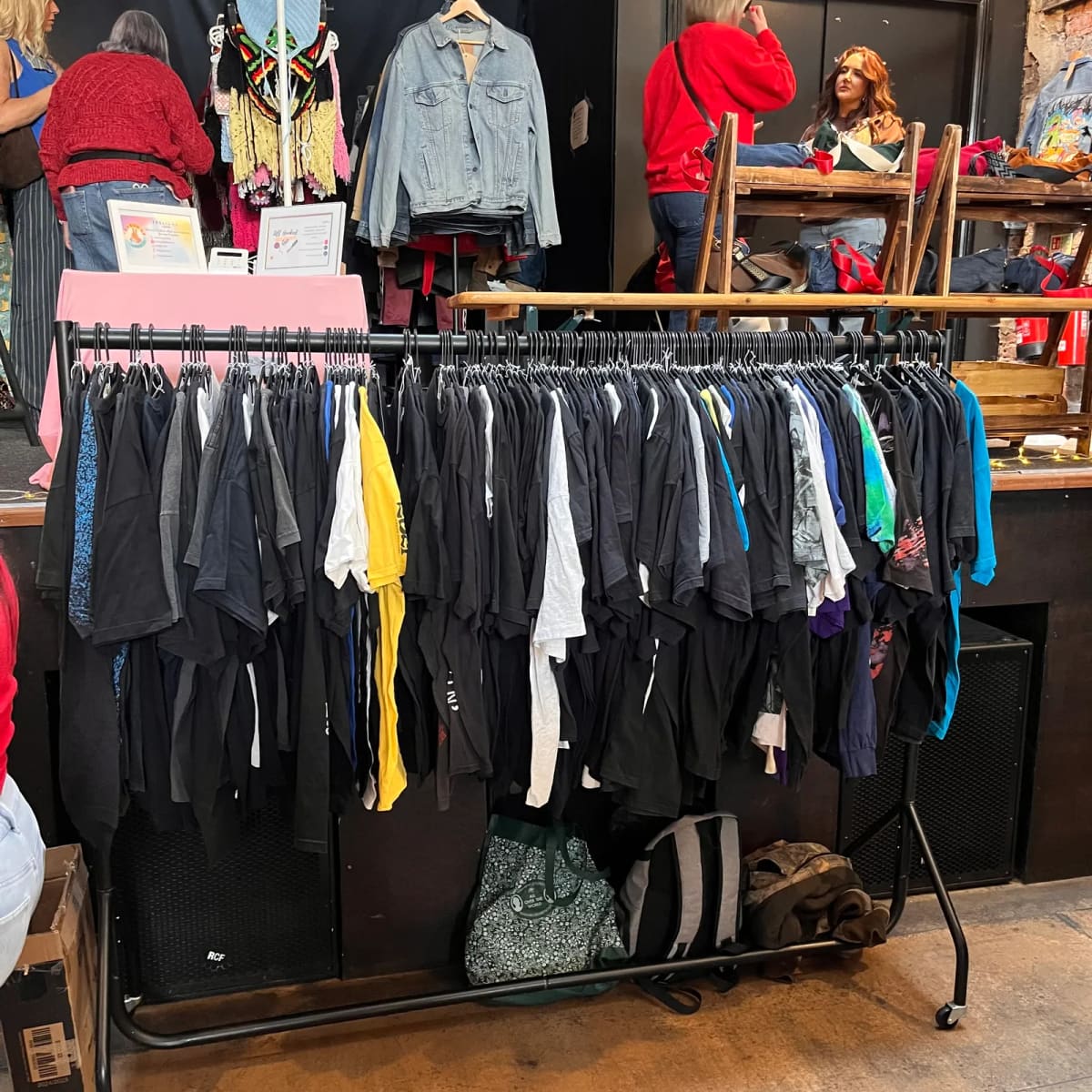 Independent vintage clothing stalls at a North East vintage market